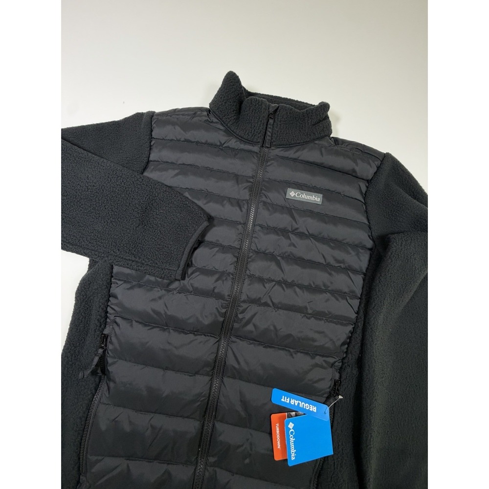 Columbia Juniper Peak Hybrid Puffer Fleece Zip Jacket Mens Size S Black NWT